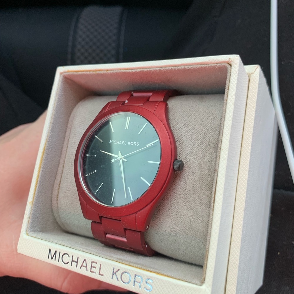 Burgundy Micheal Kors Slim Watch - Picture 2 of 3
